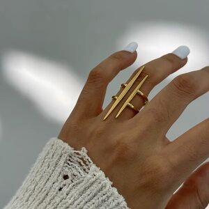 18K Gold Plated Double Line Ring